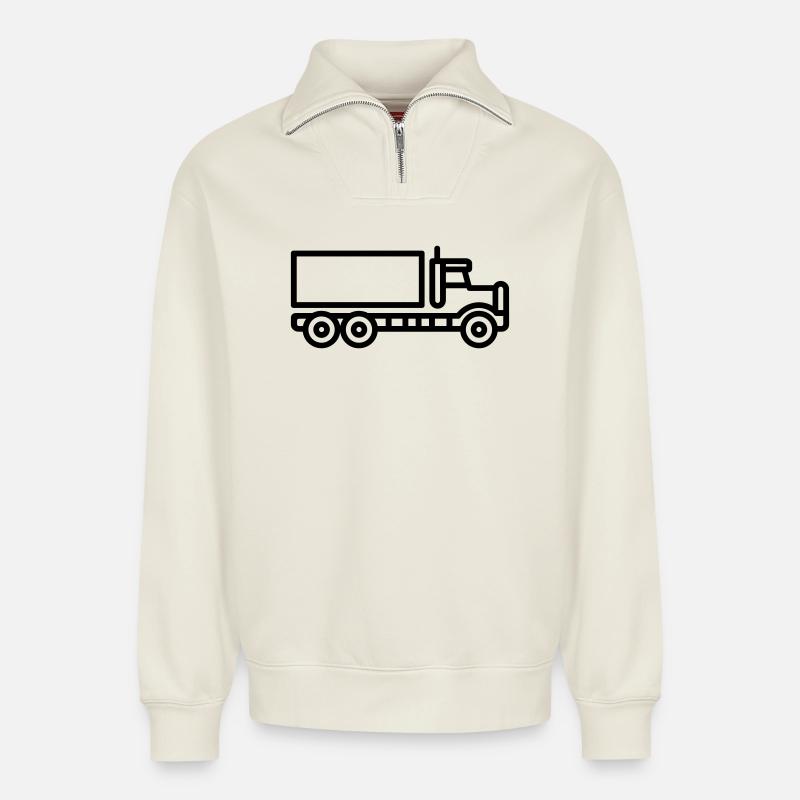 Lkw - Relaxed Unisex Organic Half Zip Sweatshirt – von SPREAD - Naturweiß