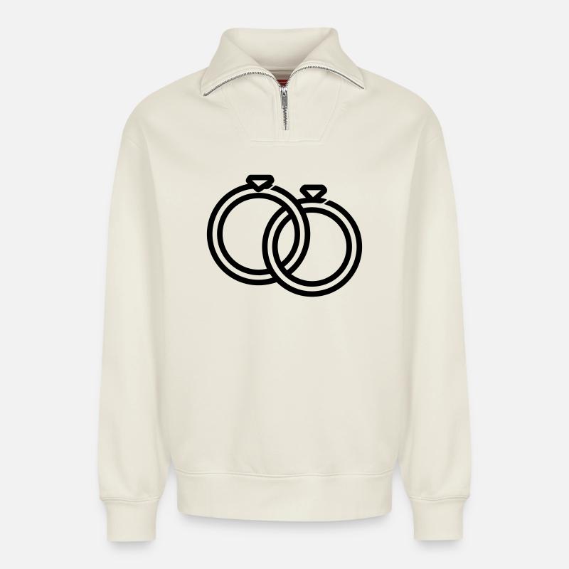 Eheringe - Relaxed Unisex Organic Half Zip Sweatshirt – von SPREAD - Naturweiß