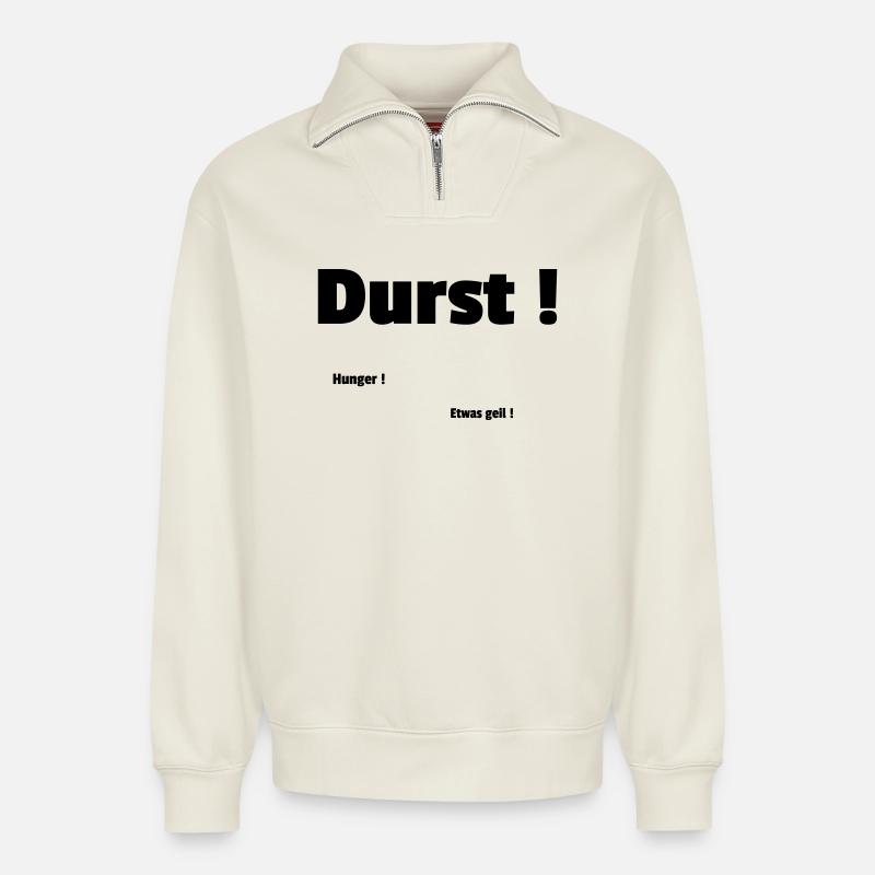 Durst - Relaxed Unisex Organic Half Zip Sweatshirt – von SPREAD - Naturweiß