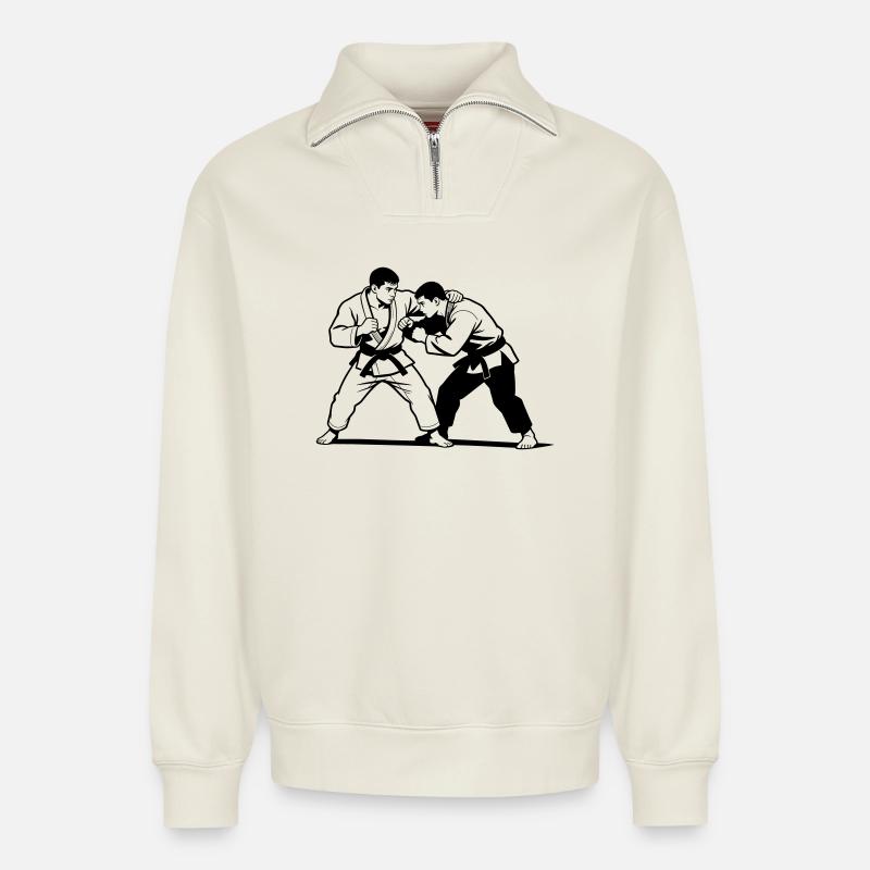 Sambo - Sweat unisexe décontracté en coton biologique à demi-zip – de SPREAD - blanc cassé