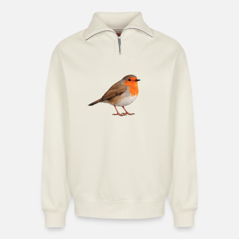 Robin - Relaxed Unisex Organic Half Zip Sweatshirt – by SPREAD - off white