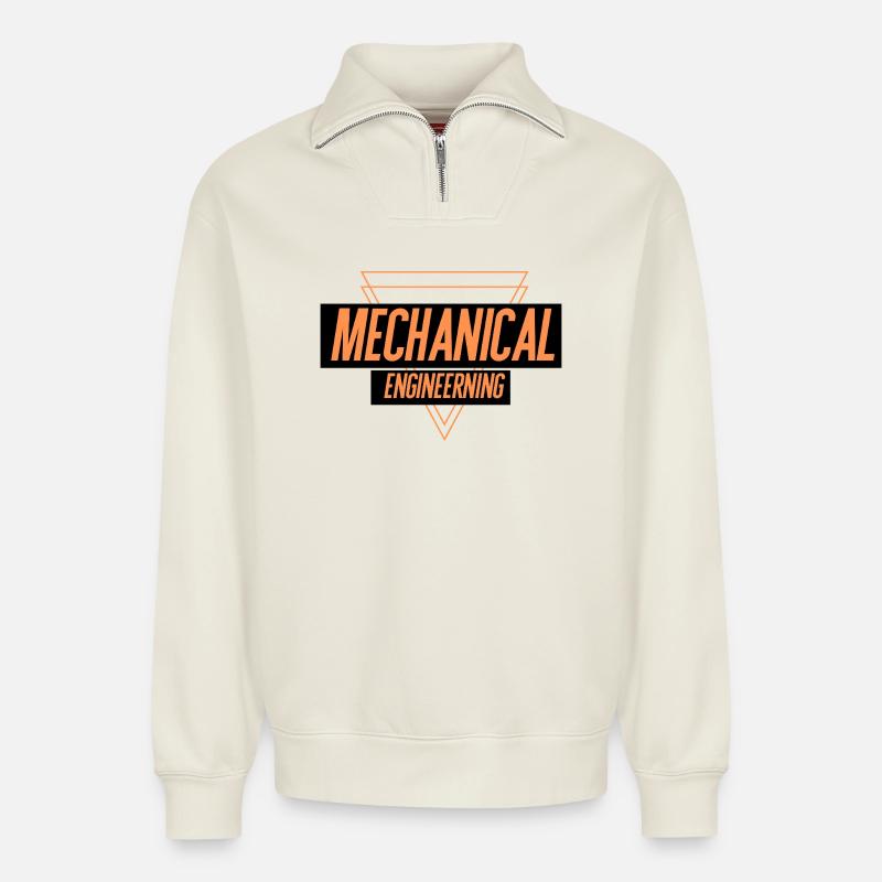 Mechanical Engineering - Relaxed Unisex Organic Half Zip Sweatshirt – by SPREAD - off white