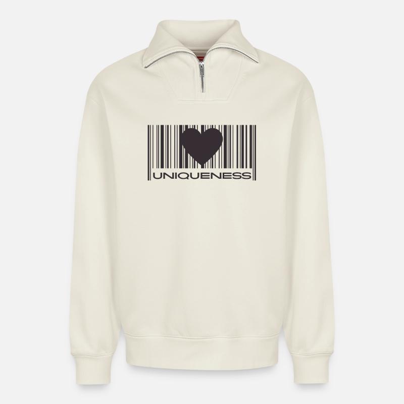 Uniqueness - Relaxed Unisex Organic Half Zip Sweatshirt – von SPREAD - Naturweiß