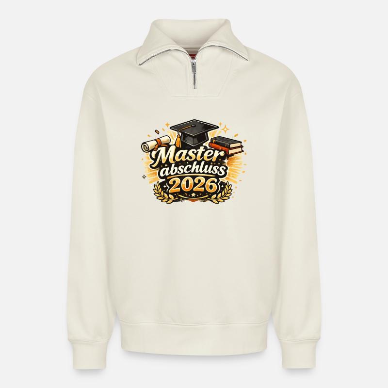 Masterabschluss 2026 - Relaxed Unisex Organic Half Zip Sweatshirt – von SPREAD - Naturweiß