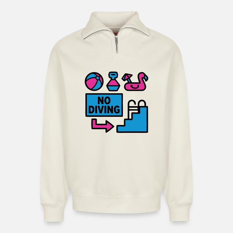 Pool Party Set Sommer 90er - Relaxed Unisex Organic Half Zip Sweatshirt – von SPREAD - Naturweiß