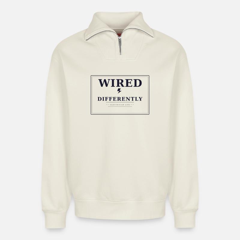 Câblé différemment - Sweat unisexe décontracté en coton biologique à demi-zip – de SPREAD - blanc cassé