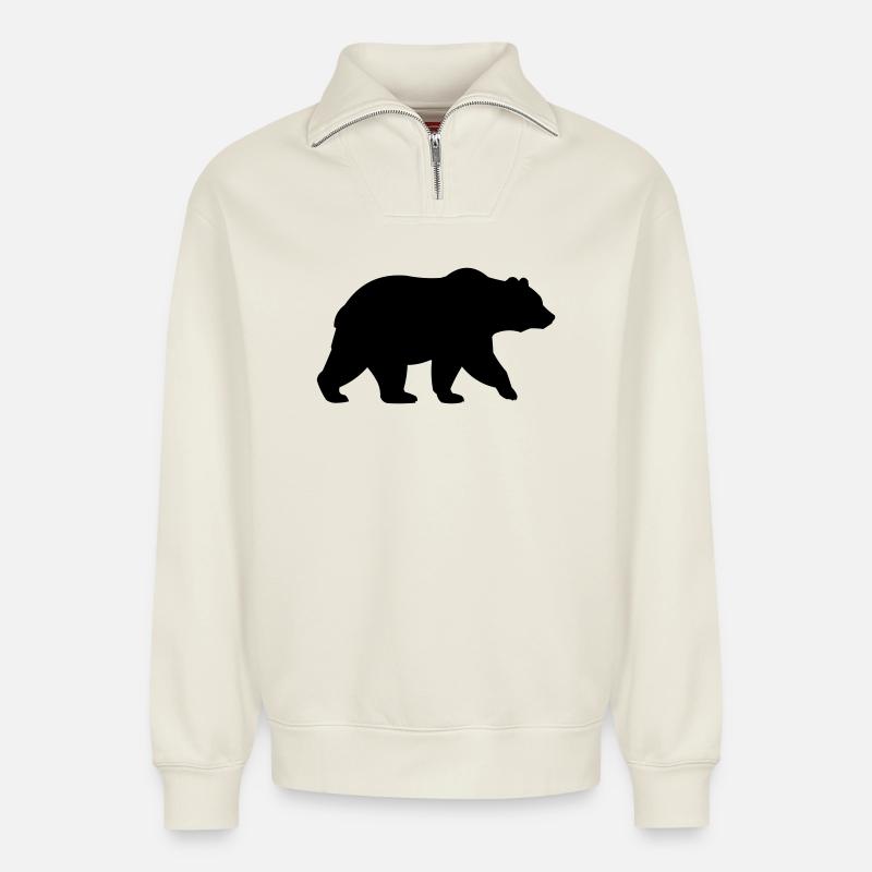 baer - Relaxed Unisex Organic Half Zip Sweatshirt – von SPREAD - Naturweiß
