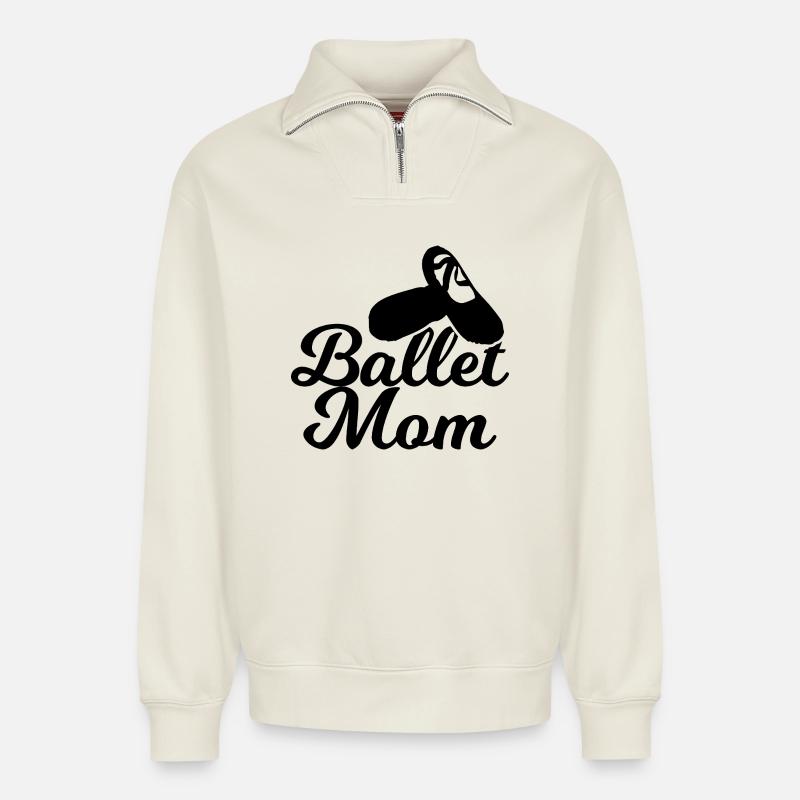 Ballett Mama - Relaxed Unisex Organic Half Zip Sweatshirt – von SPREAD - Naturweiß