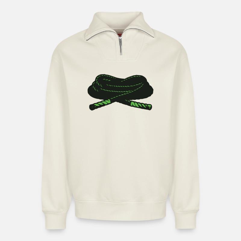 Battle Ropes Training Rope Icon - Relaxed Unisex Organic Half Zip Sweatshirt – by SPREAD - off white