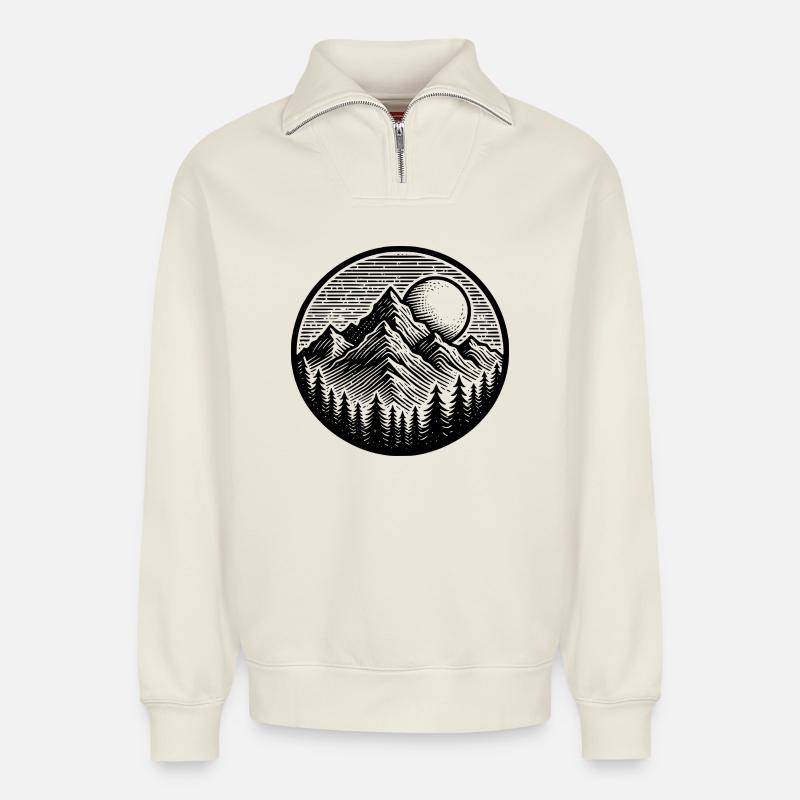 Mountaindesign - Relaxed Unisex Organic Half Zip Sweatshirt – von SPREAD - Naturweiß