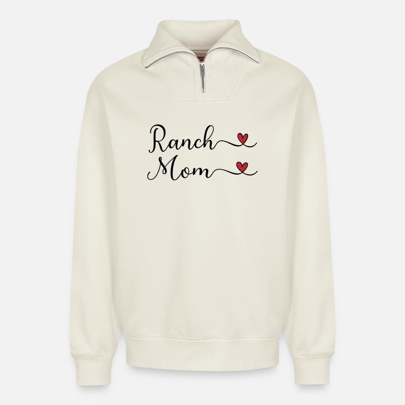Ranch Mom - Relaxed Unisex Organic Half Zip Sweatshirt – von SPREAD - Naturweiß