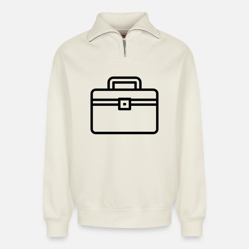 boîte à outils - Sweat unisexe décontracté en coton biologique à demi-zip – de SPREAD - blanc cassé