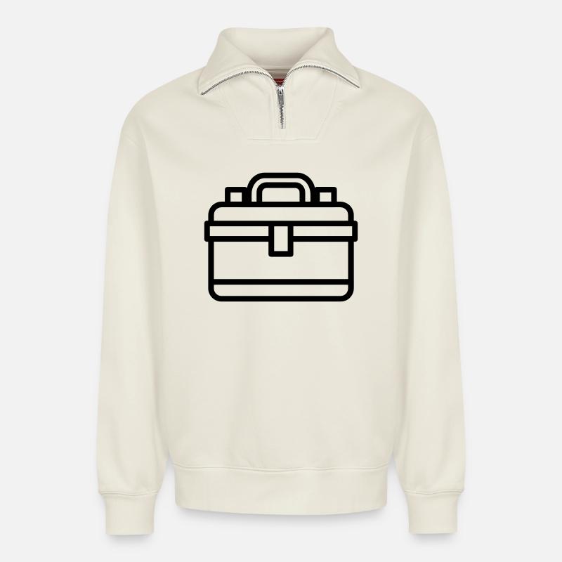 Toolbox - Relaxed Unisex Organic Half Zip Sweatshirt – by SPREAD - off white