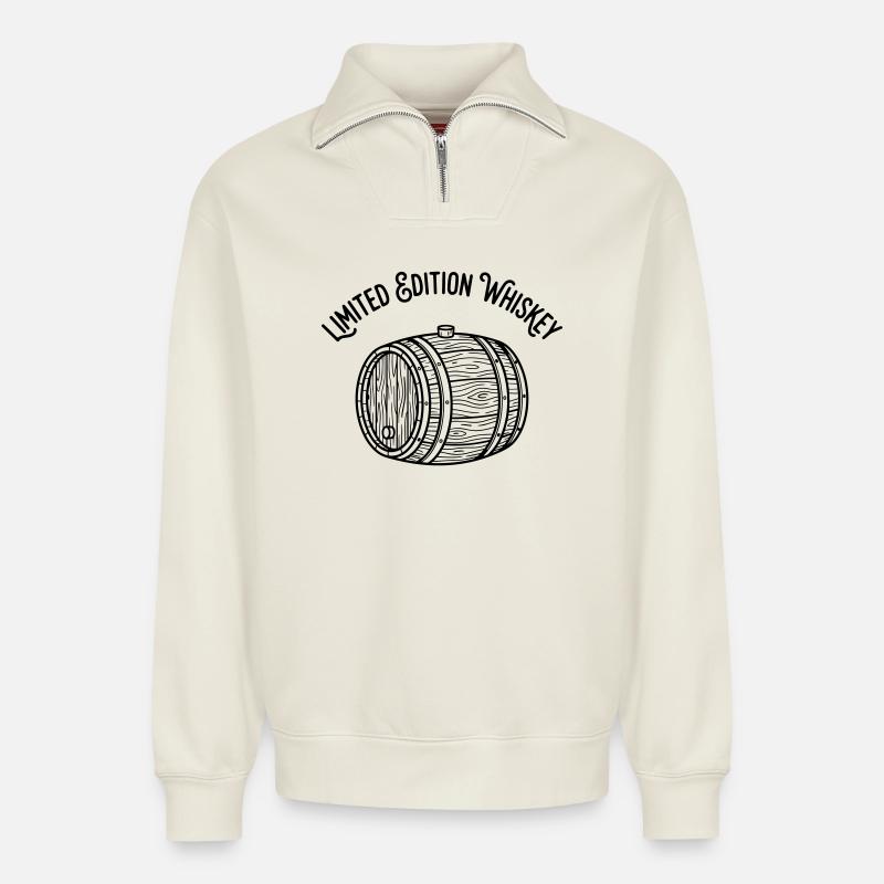 Whiskey - Relaxed Unisex Organic Half Zip Sweatshirt – by SPREAD - off white