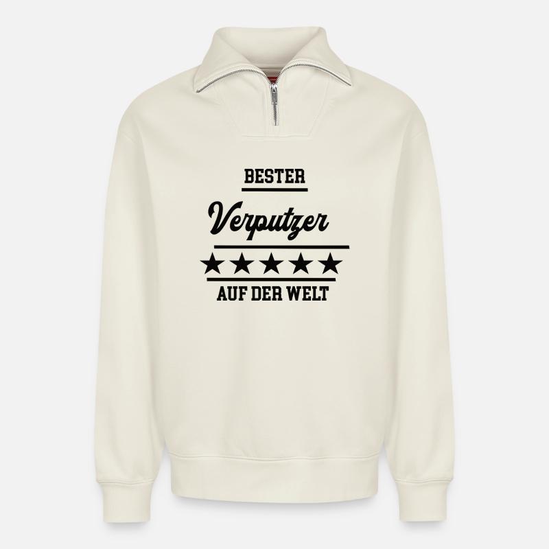 Verputzer Bester Handwerker Verputzerei - Relaxed Unisex Organic Half Zip Sweatshirt – von SPREAD - Naturweiß