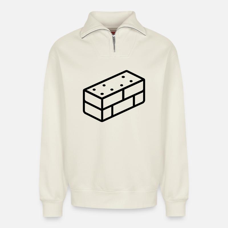 brick - Relaxed Unisex Organic Half Zip Sweatshirt – by SPREAD - off white