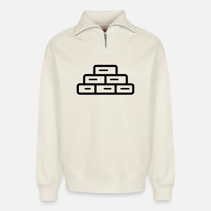 Ziegel - Relaxed Unisex Organic Half Zip Sweatshirt – von SPREAD - Naturweiß