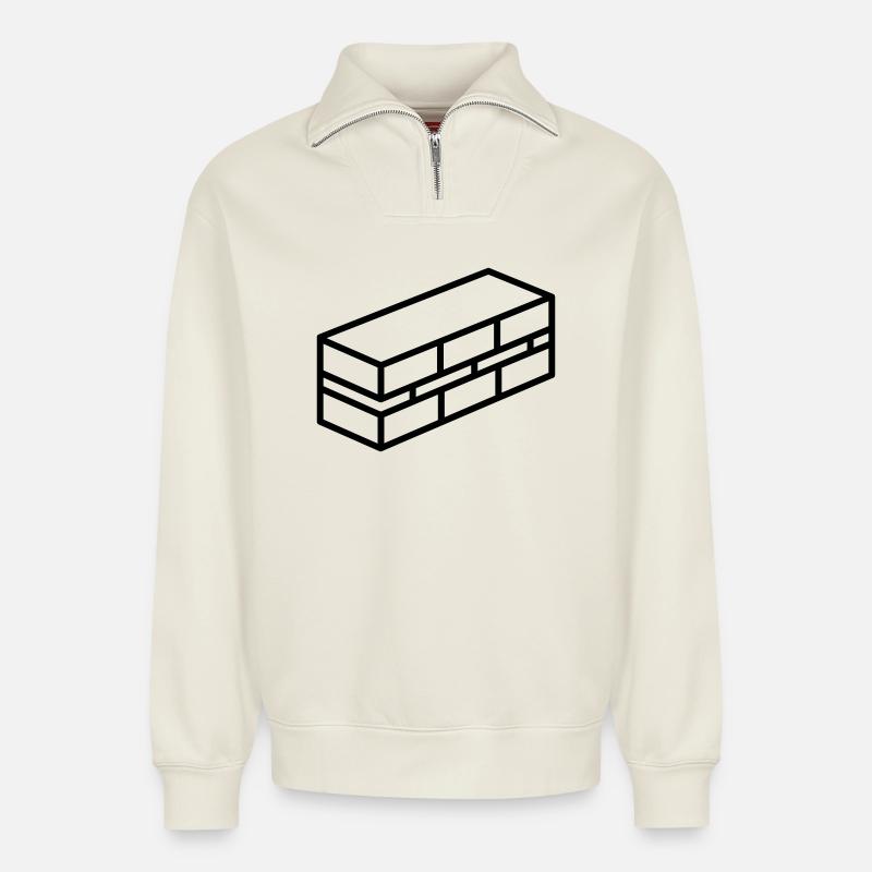 brick - Relaxed Unisex Organic Half Zip Sweatshirt – by SPREAD - off white