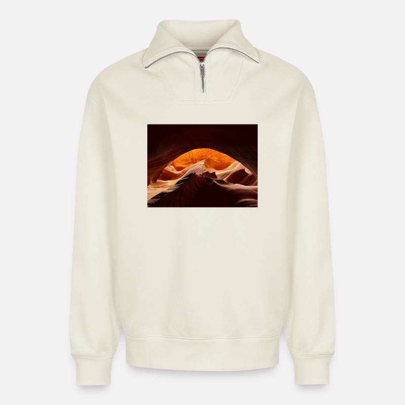 Desert Canyon Glow - Relaxed Unisex Organic Half Zip Sweatshirt – by SPREAD - off white
