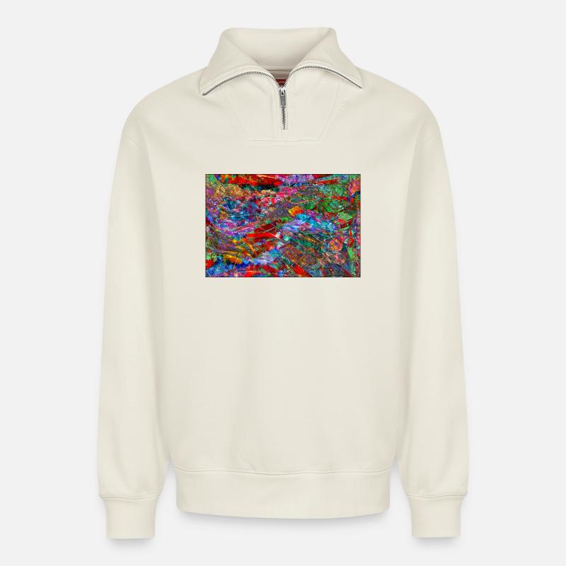 Dissonanz - Relaxed Unisex Organic Half Zip Sweatshirt – von SPREAD - Naturweiß