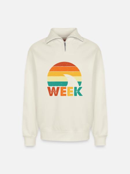 Minimal Shark Week Ocean Marine Style - Relaxed Unisex Organic Half Zip Sweatshirt – by SPREAD - off white