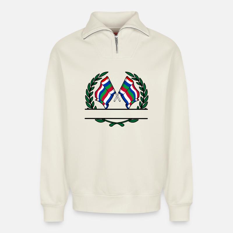 Schier Laurel Custom – Island Edition - Relaxed Unisex Organic Half Zip Sweatshirt – von SPREAD - Naturweiß