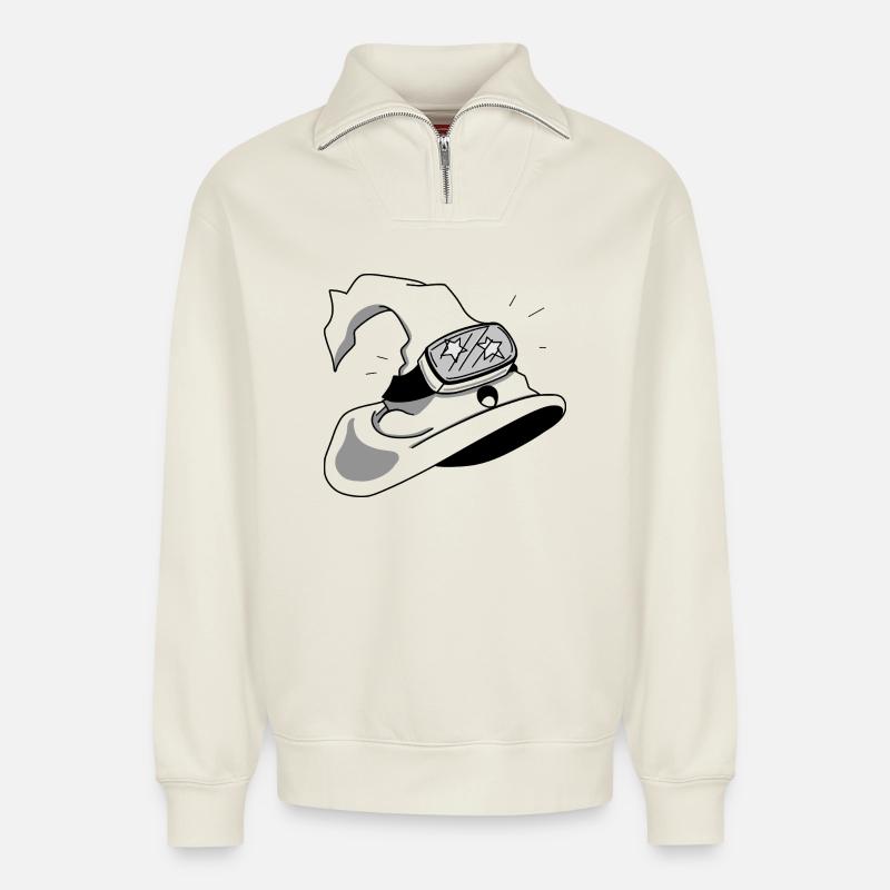 Future Hat - Relaxed Unisex Organic Half Zip Sweatshirt – von SPREAD - Naturweiß