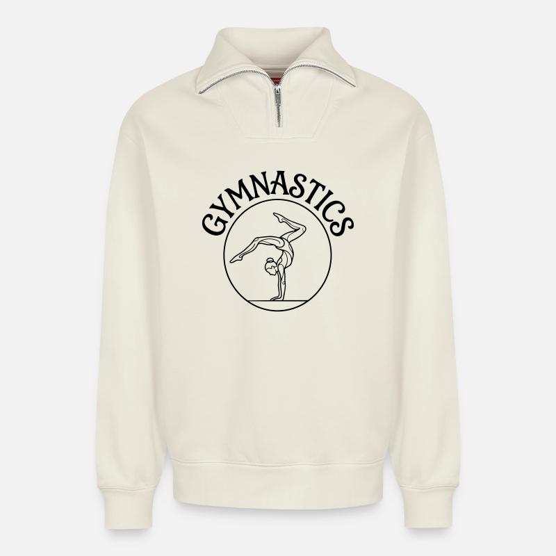Gymnastik - Relaxed Unisex Organic Half Zip Sweatshirt – von SPREAD - Naturweiß
