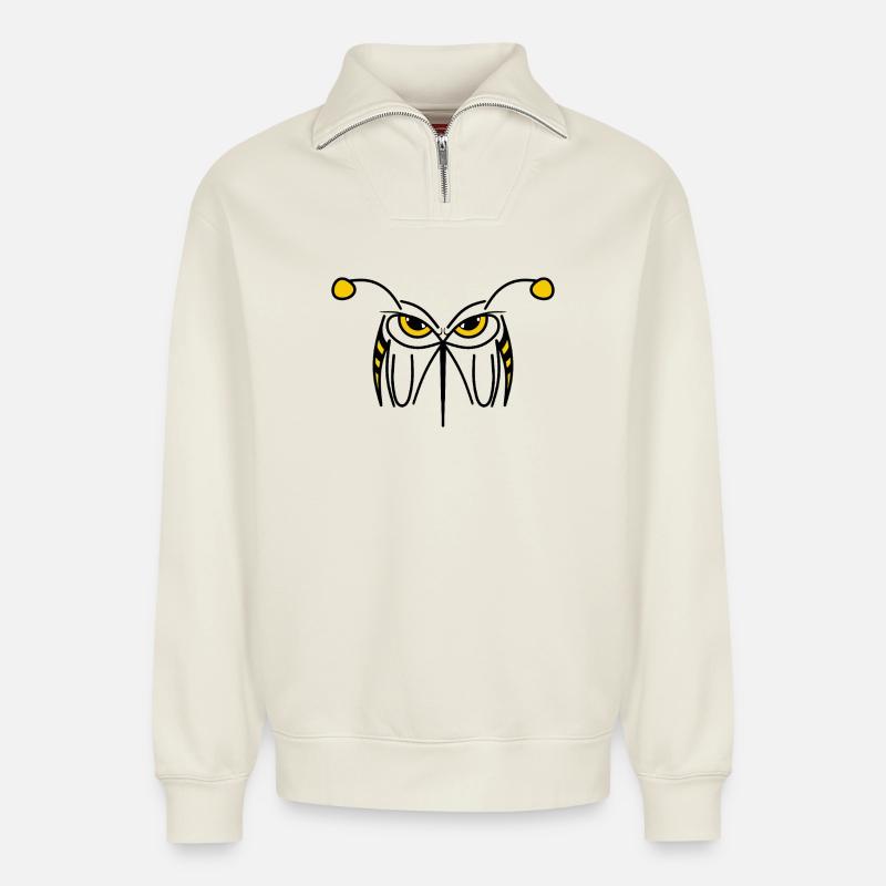 STING - Angry Wasp - Relaxed Unisex Organic Half Zip Sweatshirt – by SPREAD - off white
