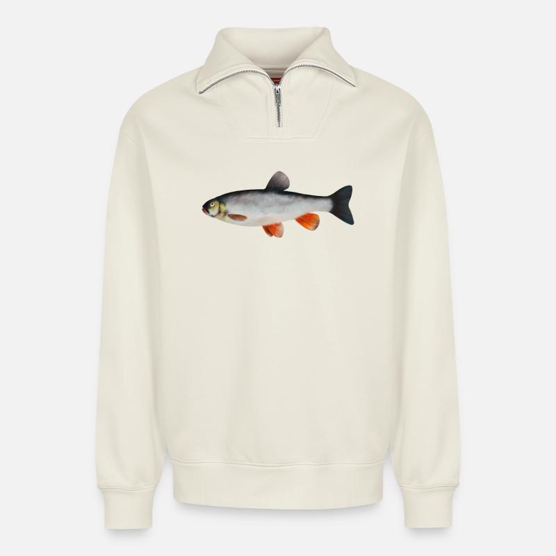 Döbel - Relaxed Unisex Organic Half Zip Sweatshirt – von SPREAD - Naturweiß