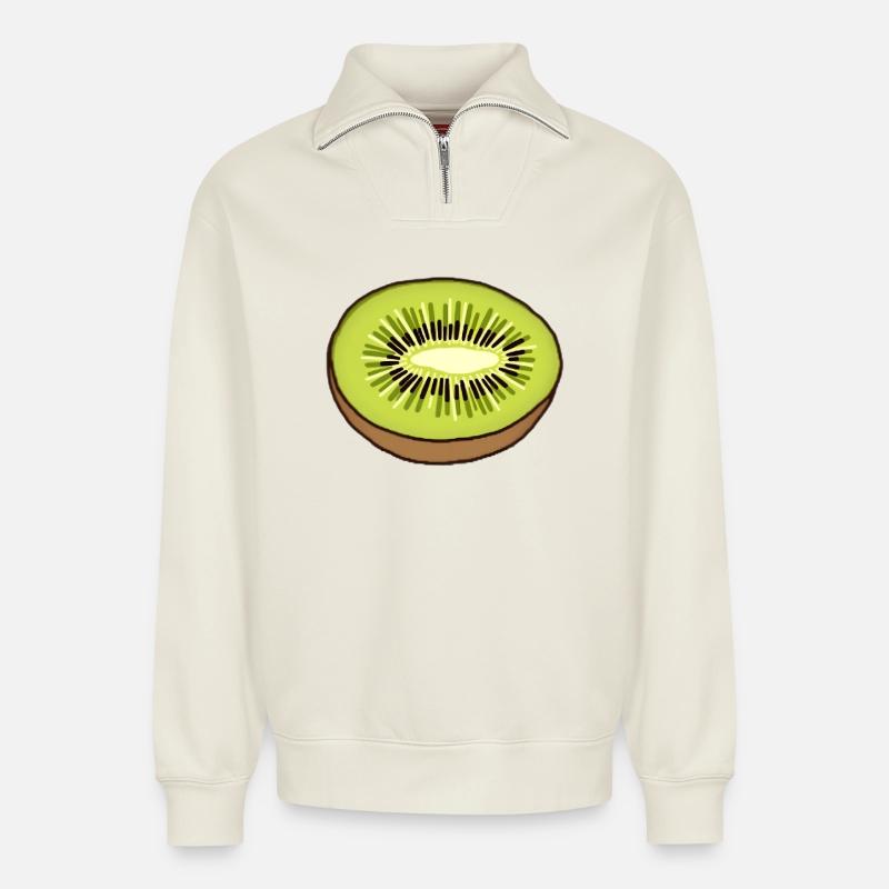 Kiwi - Relaxed Unisex Organic Half Zip Sweatshirt – by SPREAD - off white
