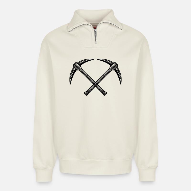 Kreuzspitzhacken - Relaxed Unisex Organic Half Zip Sweatshirt – von SPREAD - Naturweiß