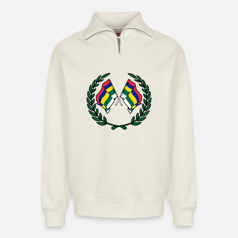 Terschelling Laurel Custom – Island Edition - Relaxed Unisex Organic Half Zip Sweatshirt – von SPREAD - Naturweiß