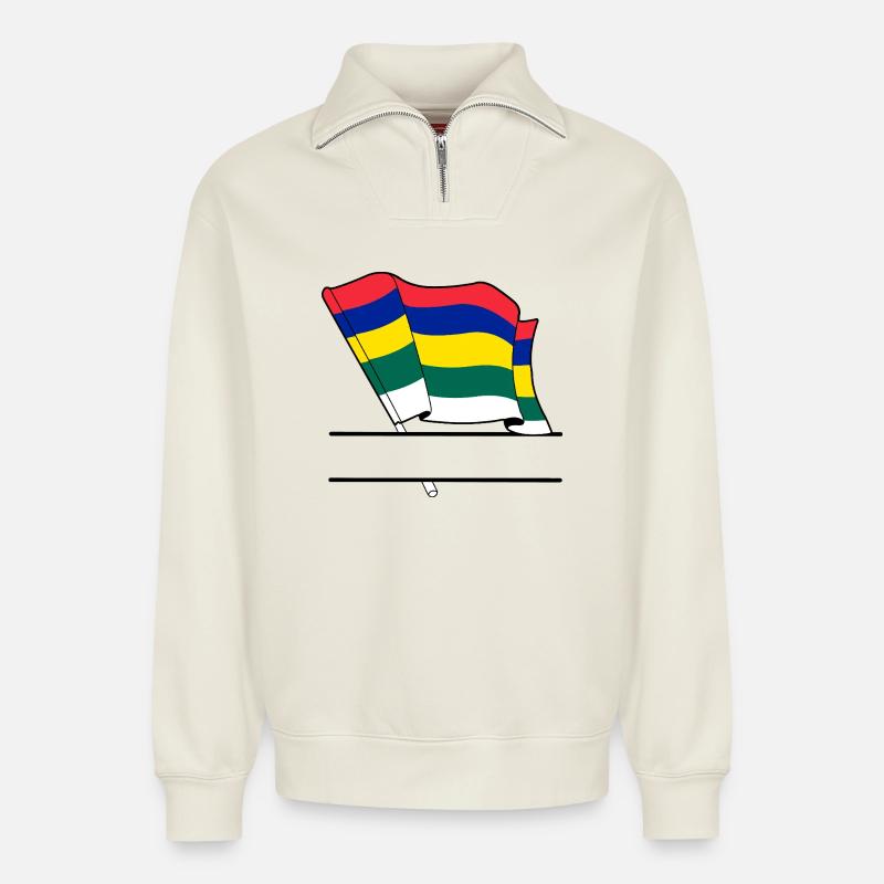 Terschelling-Flagge – Individuelles Inseldesign - Relaxed Unisex Organic Half Zip Sweatshirt – von SPREAD - Naturweiß