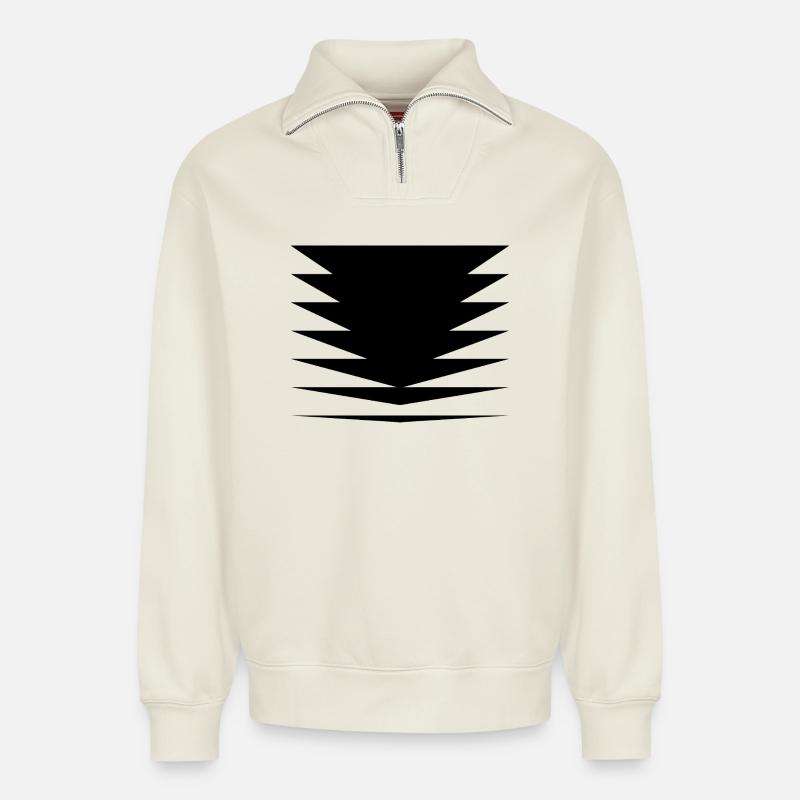 Conception des triangles noirs - Sweat unisexe décontracté en coton biologique à demi-zip – de SPREAD - blanc cassé