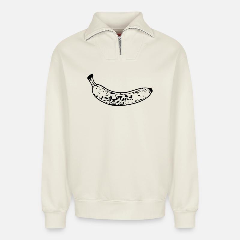 Banane - Relaxed Unisex Organic Half Zip Sweatshirt – von SPREAD - Naturweiß