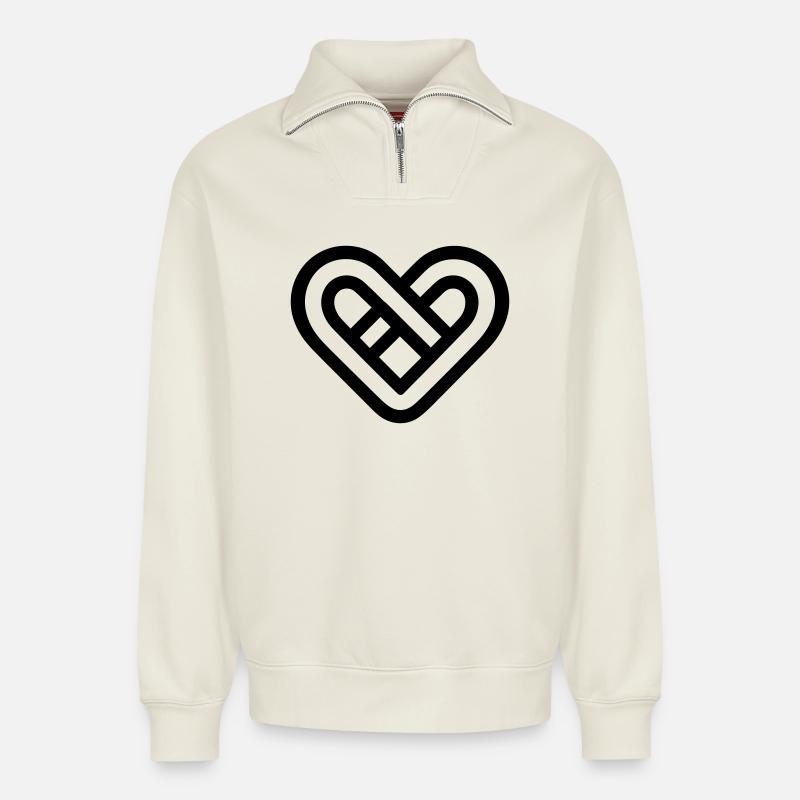 Infinite Heart - Relaxed Unisex Organic Half Zip Sweatshirt – by SPREAD - off white