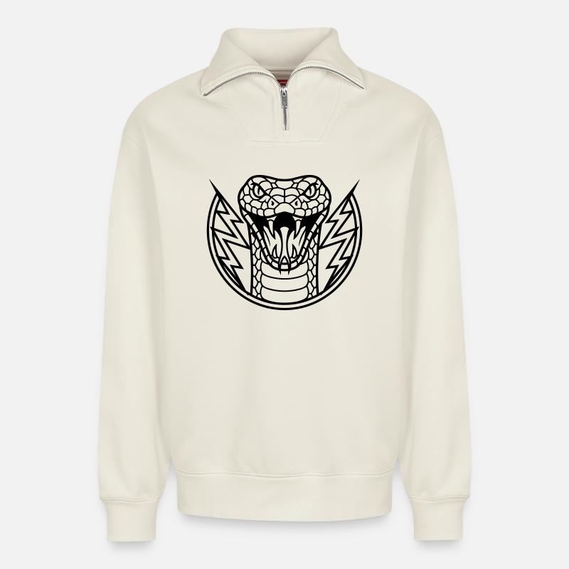 Anaconda - Relaxed Unisex Organic Half Zip Sweatshirt – von SPREAD - Naturweiß