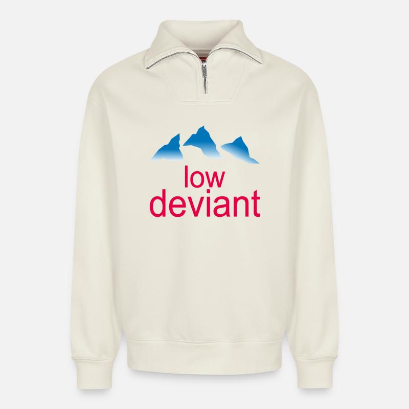 Low Deviant - Relaxed Unisex Organic Half Zip Sweatshirt – by SPREAD - off white