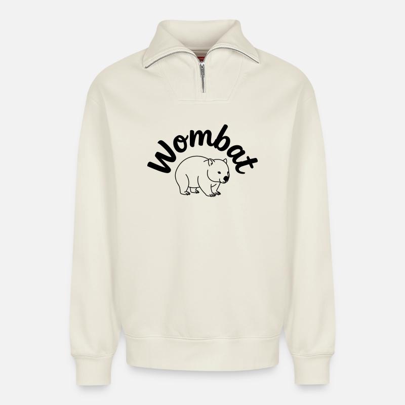 Wombat - Sweat unisexe décontracté en coton biologique à demi-zip – de SPREAD - blanc cassé