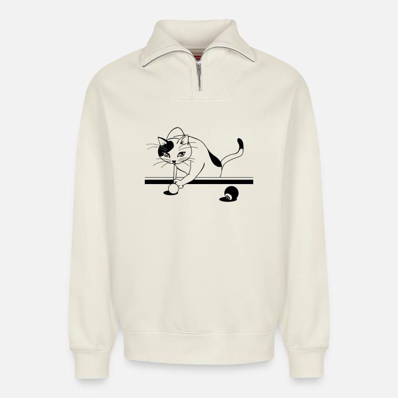 Katzenpower - Relaxed Unisex Organic Half Zip Sweatshirt – von SPREAD - Naturweiß