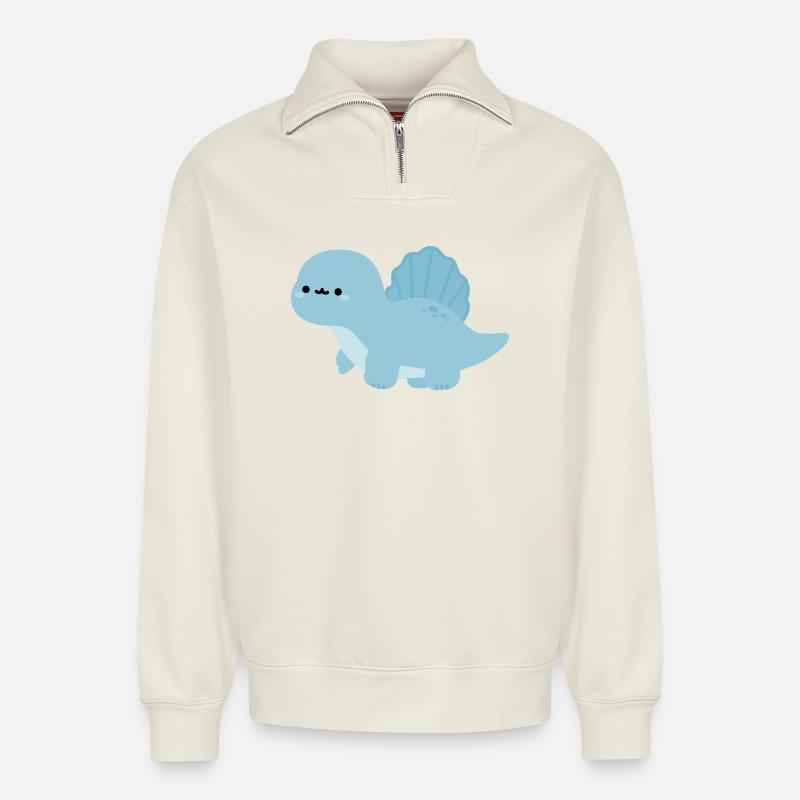 Spinosaurus Nelly - Relaxed Unisex Organic Half Zip Sweatshirt – von SPREAD - Naturweiß