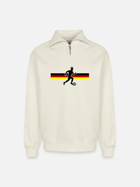 Soccer Germany Soccer Flag - Relaxed Unisex Organic Half Zip Sweatshirt – by SPREAD - off white