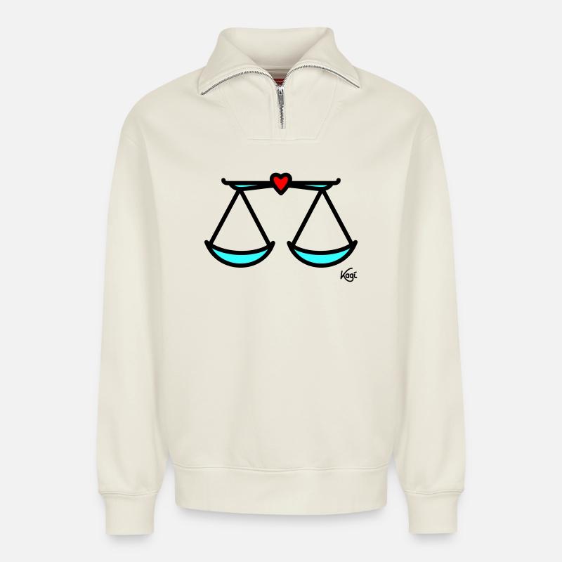 Large scale - Relaxed Unisex Organic Half Zip Sweatshirt – by SPREAD - off white