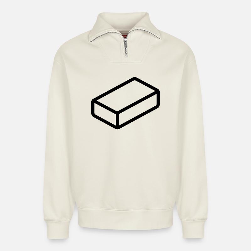 brick - Relaxed Unisex Organic Half Zip Sweatshirt – by SPREAD - off white