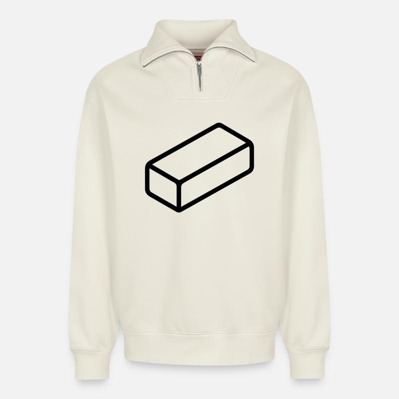 brick - Relaxed Unisex Organic Half Zip Sweatshirt – by SPREAD - off white