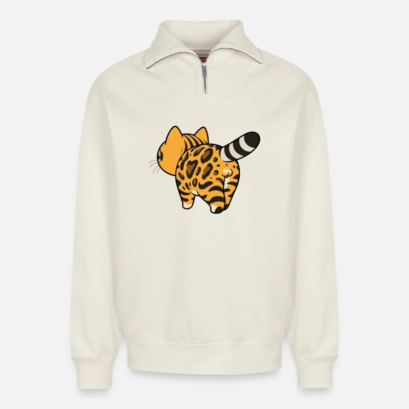 Leopard pattern converter - Relaxed Unisex Organic Half Zip Sweatshirt – by SPREAD - off white