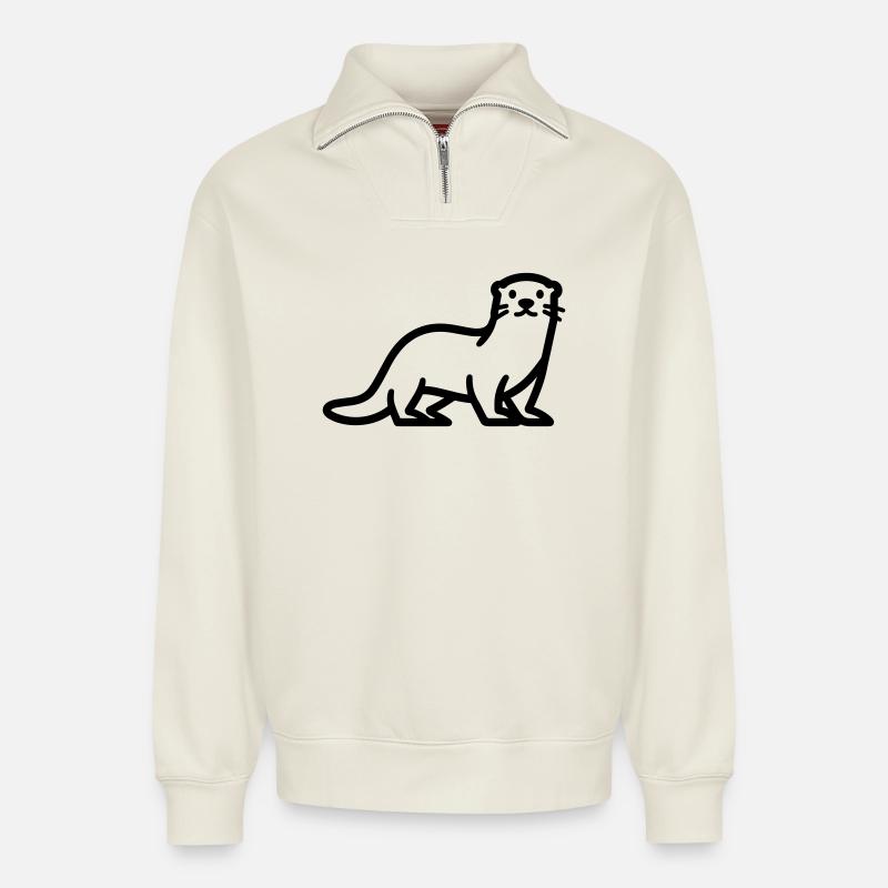 Otter - Relaxed Unisex Organic Half Zip Sweatshirt – von SPREAD - Naturweiß