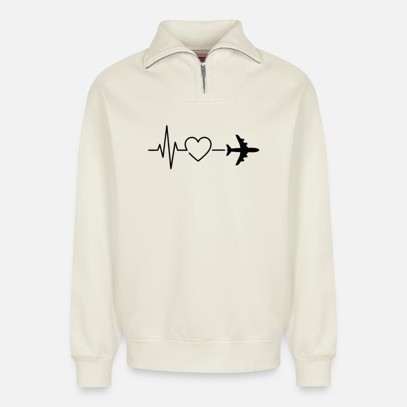 journey - Relaxed Unisex Organic Half Zip Sweatshirt – by SPREAD - off white