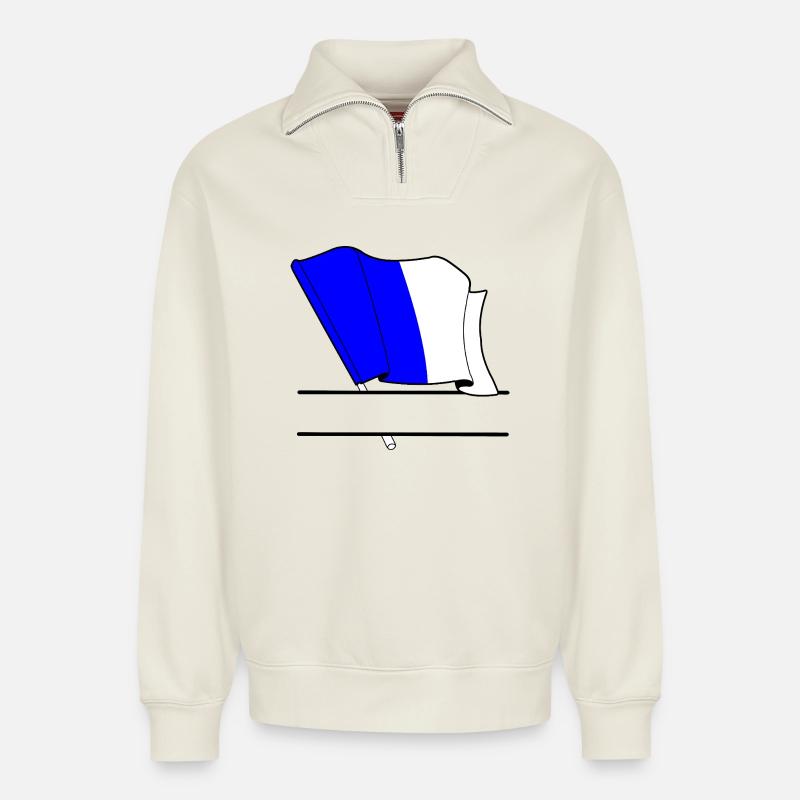 Spa Custom Flag - Relaxed Unisex Organic Half Zip Sweatshirt – by SPREAD - off white